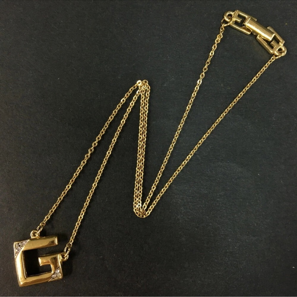 Givenchy Gold Chain Necklace with Geometric Pendant